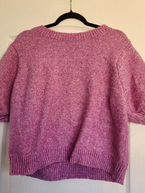 Zenana Outfitters Heathered Rose Crewneck Short Sleeve Sweater L Euc